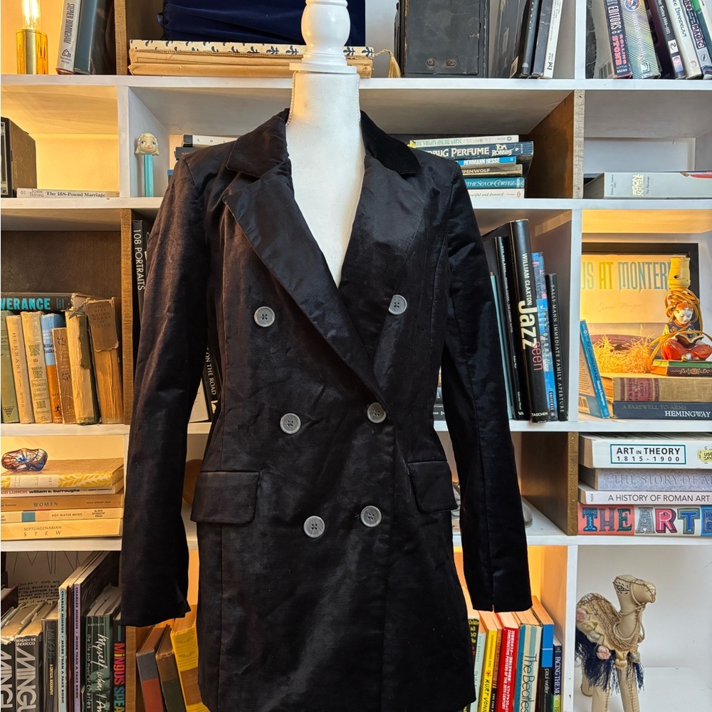 Free People Black Double-Breasted Blazer